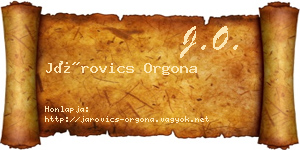 Járovics Orgona névjegykártya